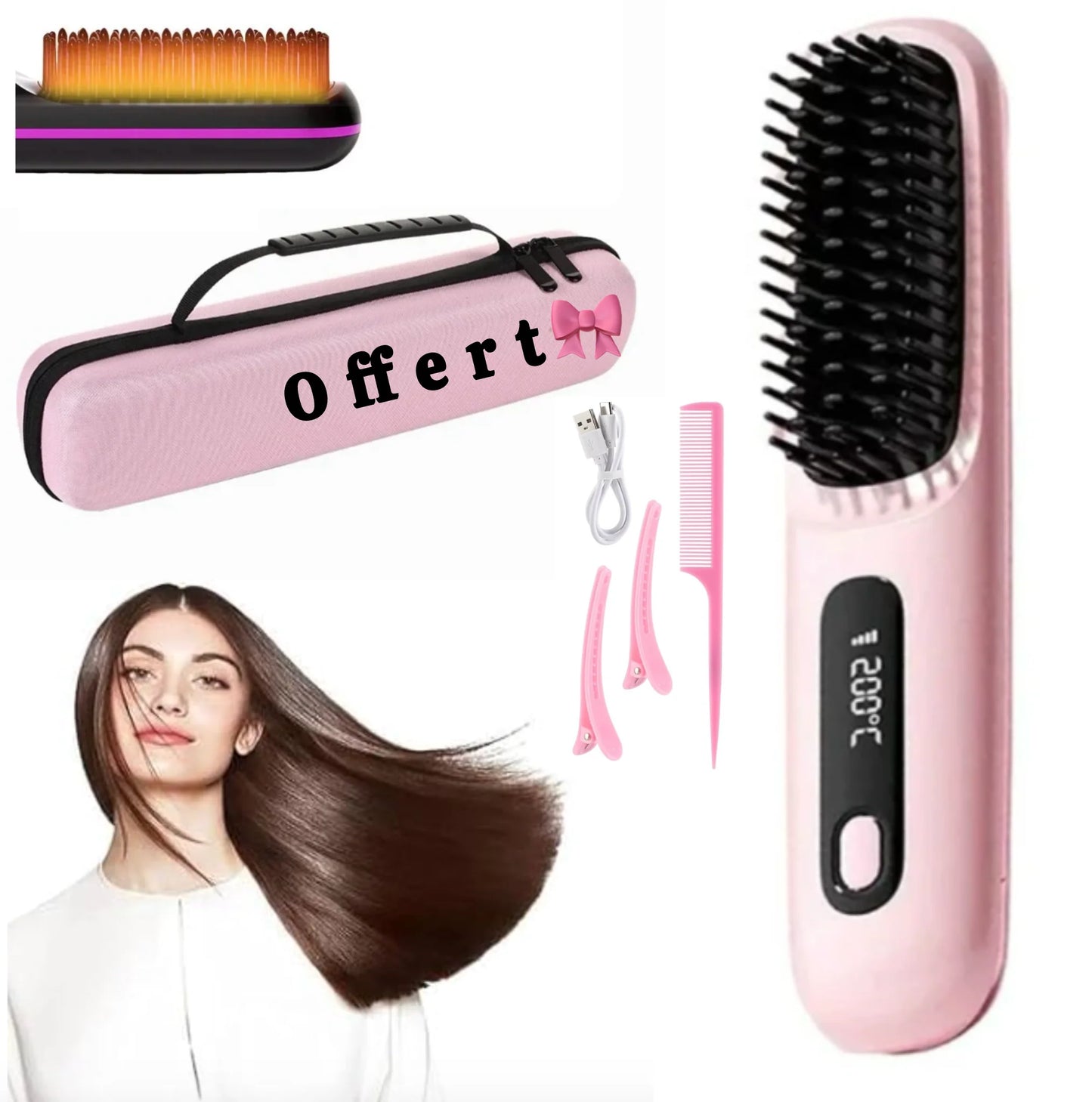 Pelmix hairLisse : Brosse lissante sans Fil