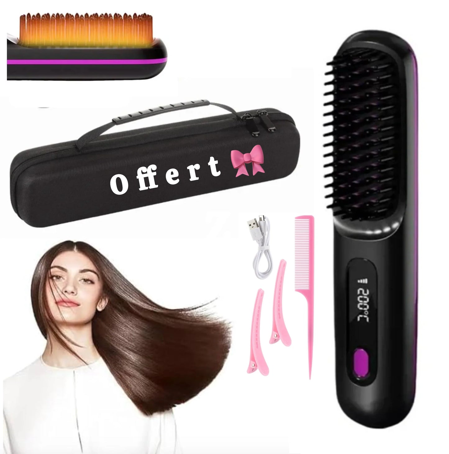 Pelmix hairLisse : Brosse lissante sans Fil